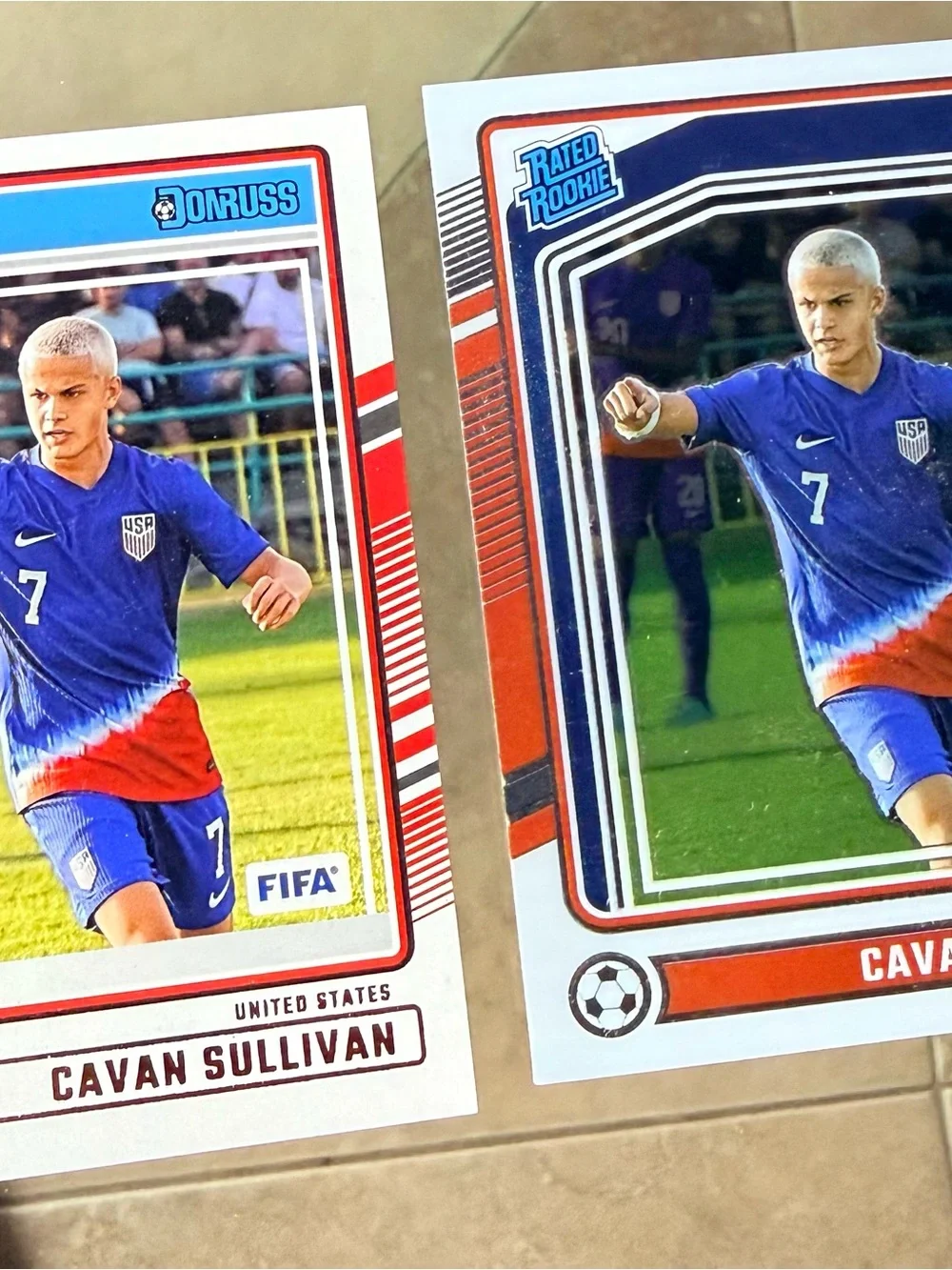 Lot of 2 2024-25 Donruss Optic FIFA Cavan Sullivan Rated Rookie USMNT RC Cards .